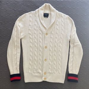 Hackett Cotton Shawl Cable Cardigan with Contrasting Cuffs